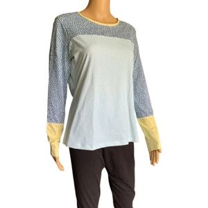 LANDSEND Women's SunShade UPF 50 Long Sleeve Relaxed Rash Guard Swim Tee Print